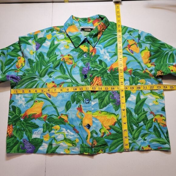Cactus Flower Vintage Cropped Shirt Tropical Tree Frog Vacation - Picture 8 of 9